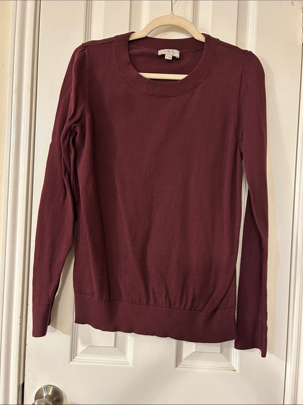 LOFT Slim Scoop-Neck Sweater in Wine